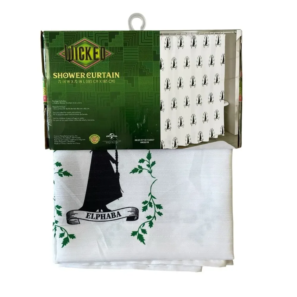 Wicked the Musical Elphaba Fabric Shower Curtain 72x72 NEW